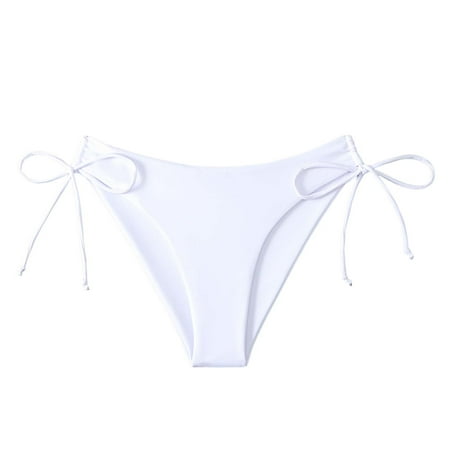 MSJUHEG Seamless Bikini Bottom Bathing Suit Bottoms Bikini Thong Low Rise Bikini Bottoms Full Coverage Bikini Bottom Swimming Trunks Bikini Swim Bottoms Underwear White S