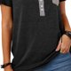thumbnail image 4 of Camiseta con cuello redondo para mujer, camiseta de manga corta con cuello redondo y bloqueo de color con bolsillo, color negro M, 4 of 6