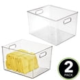 thumbnail image 2 of mDesign Large Plastic Garage Storage Organizer Bin with Handles, 2 Pack, Clear, 2 of 7