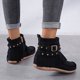 thumbnail image 5 of NECHOLOGY Botas Mujer Adulto Femenino Zapatos Botines mujer Zapatos Short Booties Round Zipper Dee Women Flat Color Solid Retro Tassel Botas de mujeres (Black, 7), 5 of 6