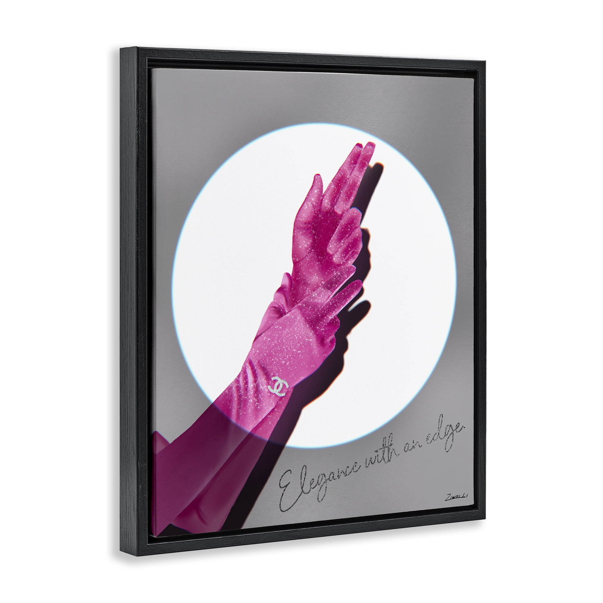 Stupell Industries Elegance With An Edge Fashion Painting Black Floater Framed Canvas Art Print Wall Art, 25 x 31