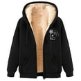 thumbnail image 3 of CFLVAEK Fall Winter Hoodies for Women Plus Size Sherpa Fleece Lined Hoodie Jackets Fashion Graphic Full Zip Hooded Sweatshirts with Pockets Black L, 3 of 5