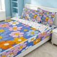 thumbnail image 2 of Erosebridal Groovy Flower Zipper Twin Comforter Sets with Fitted Sheet and 2 Pillowcases, Colorful Floral Zipper Bedding Set, Stars Reversible, Periwinkle Daisy, Stars Reversible, 2 of 7