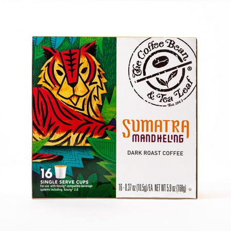 The Coffee Bean & Tea Leaf Sumatra Mandheling Dark Roast Single Serve Coffee for Keurig Brewers, 1 Box of 16 (16 Total (Best Sumatra Mandheling Coffee)