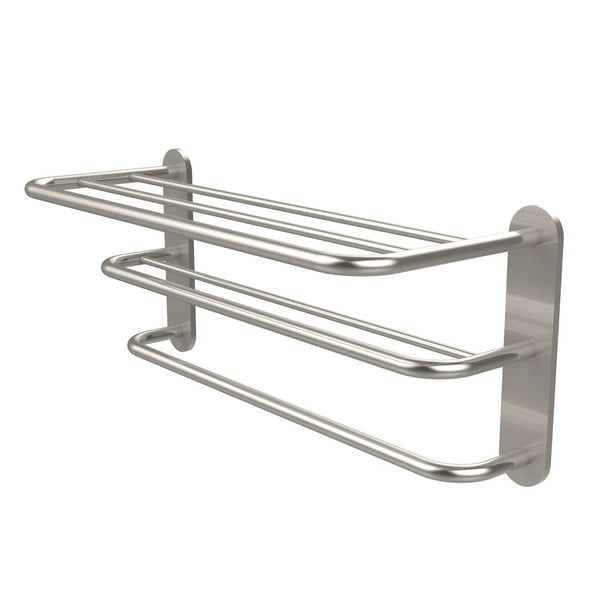 Three Tier Hotel Style Towel Shelf with Drying Rack in Satin Nickel