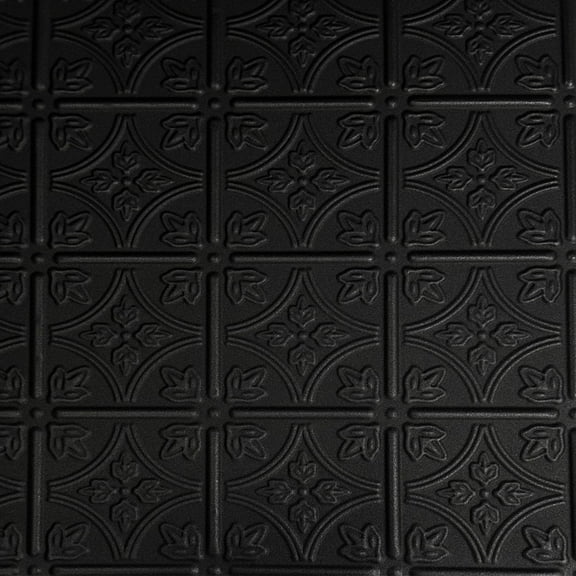 R125 - Emma's Flowers Foam Glue-up Ceiling Tile in Black Matte (21.6 Sq.ft / Pack) - 8 Pieces