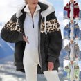 thumbnail image 5 of Winter Coat Plus Size Winter Jacket for Women Long Sleeve Hooded Coats Fleece Plush Thermal Outfit Color Block Zipper Outerwear Abrigos de Mujer, 5 of 6