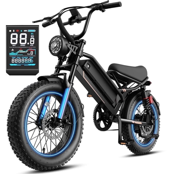 YareYi Electric Bike for Adults Teens, 500W E-Mountain Bicycle, Fat Tire Ebike with Speedometer, 48V 600Wh Removable Battery Dual Suspension UL2849, 16 inch