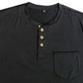thumbnail image 2 of Camisa de manga corta con cuello redondo y botones para hombre: poliéster, color liso, informal/de ocio, tallas grandes, invierno/primavera, 2 of 5