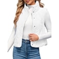 thumbnail image 3 of Women Cropped Lightweight Jacket Sleeveless Button Down Puffer Vest, 3 of 6