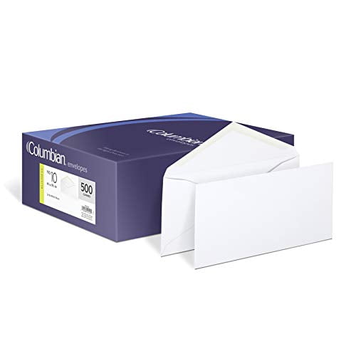 Columbian Gummed Seal Business Envelope, #10, 4 1/8 x 9 1/2, White, 500/Box