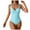 Light Blue, variant on Women's Tummy Control One Piece Swimsuit Mesh V Neck Bathing Suit Ruched Cutout Swimwear