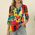 thumbnail image 4 of Idoravan Women's V-Neck 3/4 Sleeve Tee - Printed Casual Blouse, 4 of 7