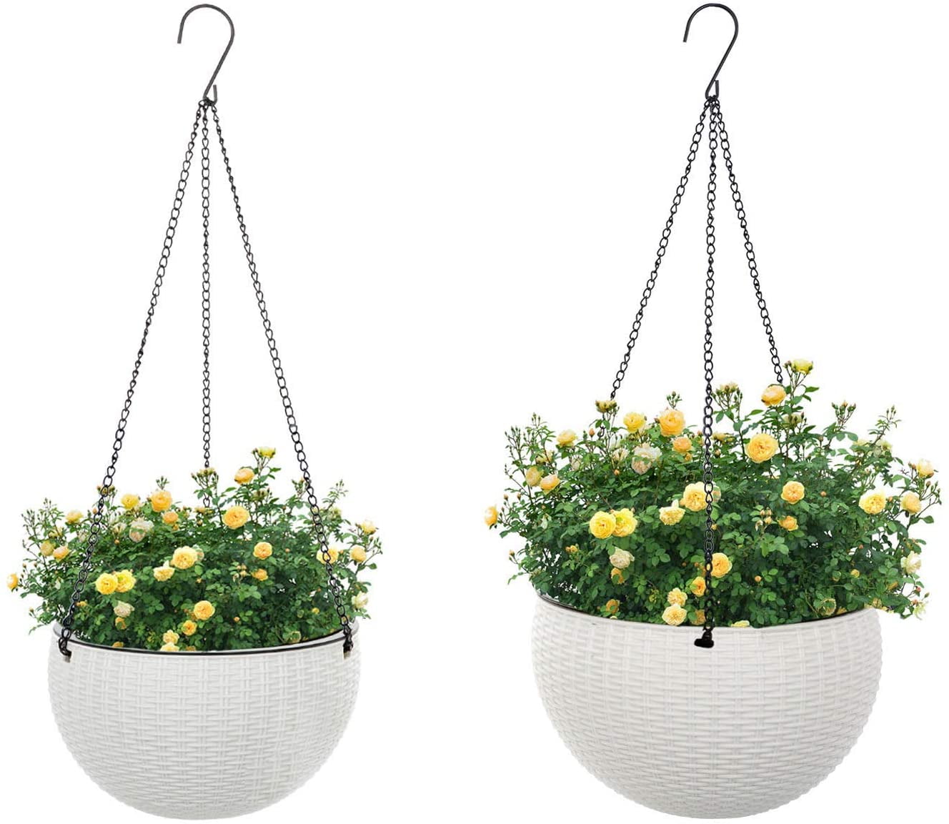 Hanging Plastic Self Watering Flower Pot Succulent Pot with Chain Hook 