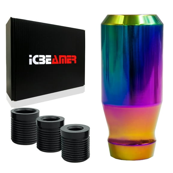 ICBEAMER Neo Chrome Aluminum 3.2" Shift Knob, Fit Automatic and 4, 5 and 6 Speed Manual Transmission Vehicles, Interior Car Gear Lever Stick Shift Handle Automotive Replacement Parts, 1 Piece