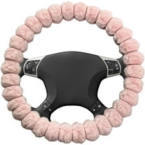 Fluffy Car Steering Wheel Cover, 14.5-15 Inches Anti-Slip Plush Fuzzy Steering Wheel Protector, Soft Warm Steering Wheel Cover Interior Decor for Women Girl, Car Accessories (Pink)