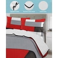 thumbnail image 4 of Quilts Twin Size, Red Grey Geometric Soft Comforter Bedding Set for Bed, Modern Black White Abstract Art Lightweight Quilted Bedspread with Pillow Cover(2 Pieces) for All Season, 68x86 Inch, 4 of 6