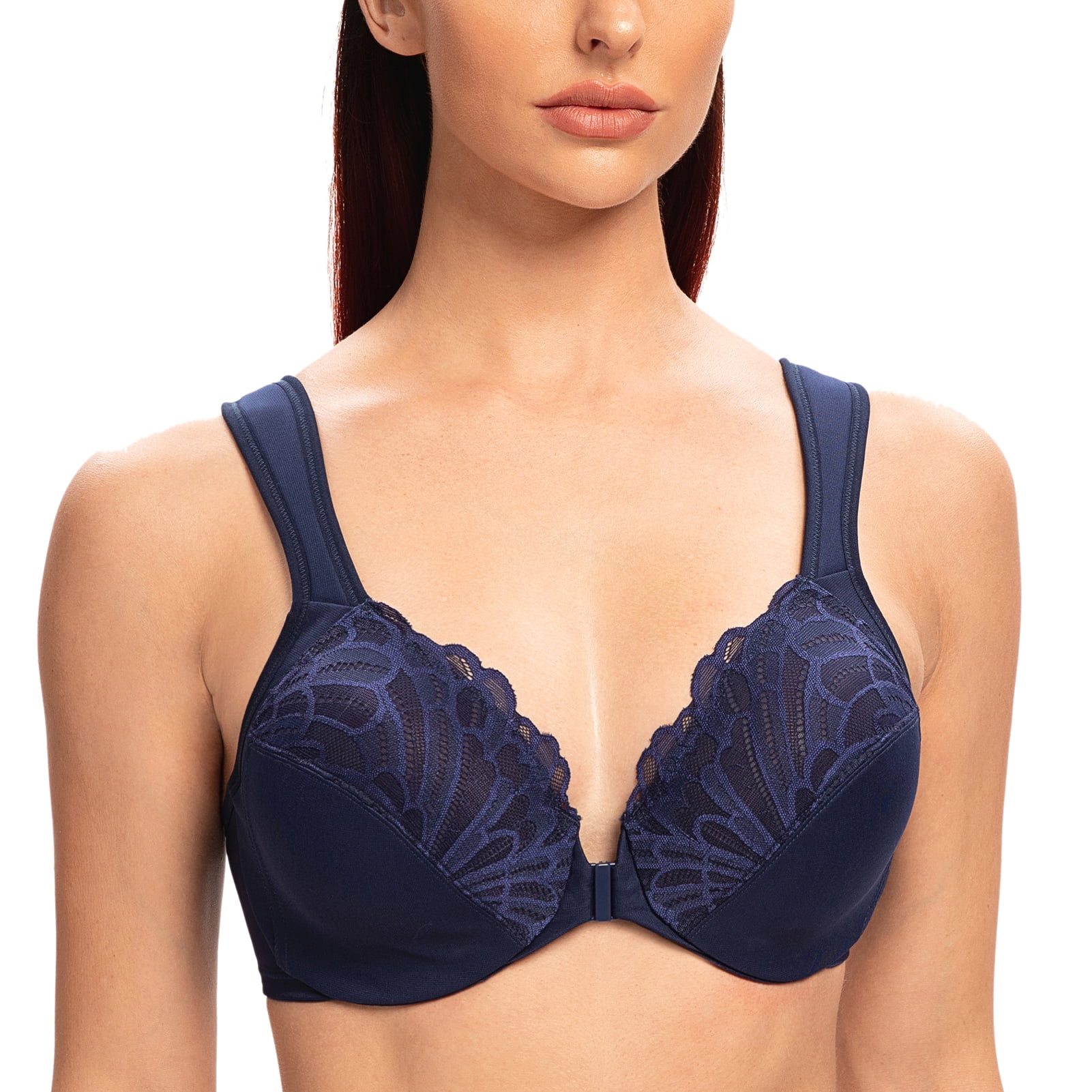 MELENECA Underwire Front Closure Bras for Women Blue 44F