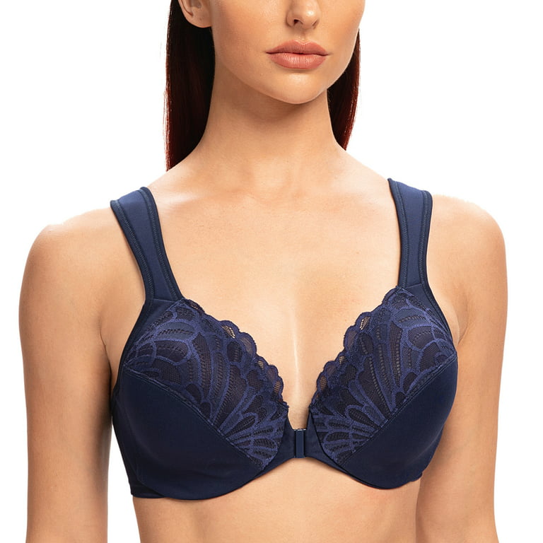 MELENECA Balconette Underwire Sexy Lace Bra for Women Beige 42D
