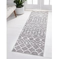 thumbnail image 3 of Unique Loom Moroccan Trellis Collection Area Rug - Mamounia (2' x 6' 7" Runner Light Gray/Ivory), 3 of 10