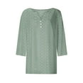 thumbnail image 3 of Women's 3/4 Sleeve V-Neck Eyelet Top 2025 - Summer Holiday Tunic Blouse | Yubnlvae | Summer Tops for Women 2025 Trendy 3/4 Sleeve V Neck Eyelet Shirts (Camouflage | 4XL), 3 of 4