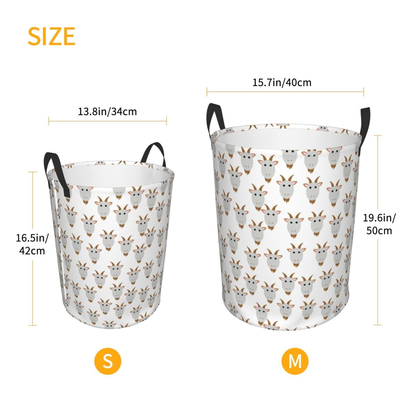 Large Laundry Basket with Handles - Funny Cute Sheep Head White Kids Baby Dirty Clothes Laundry Hamper for Bedroom Aesthetic