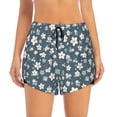 thumbnail image 2 of Goofa Blue Flower Printed Women 2 in 1 Running Shorts,Quick Dry Athletic Workout Shorts,High Waisted Athletic Shorts with Liner Pockets-Small, 2 of 8