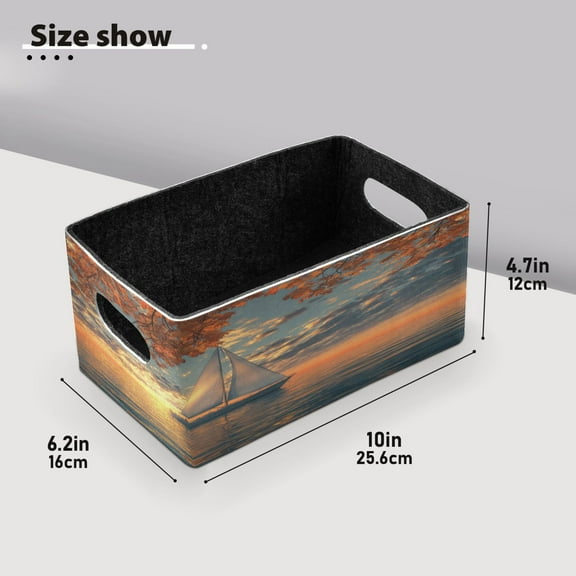BZSMCE Shelf Baskets Sailboat Pattern Storage Cube Bins 10.1*6.3*4.7in Set of 2