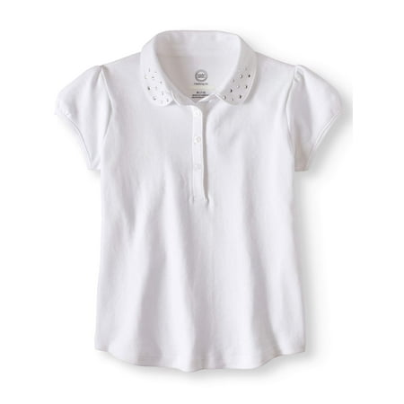 Womens Short Sleeve Uniform Wonder Nation School Uniform Short Sleeve Rhinestone Polo (Little Girls & Big Girls) ()