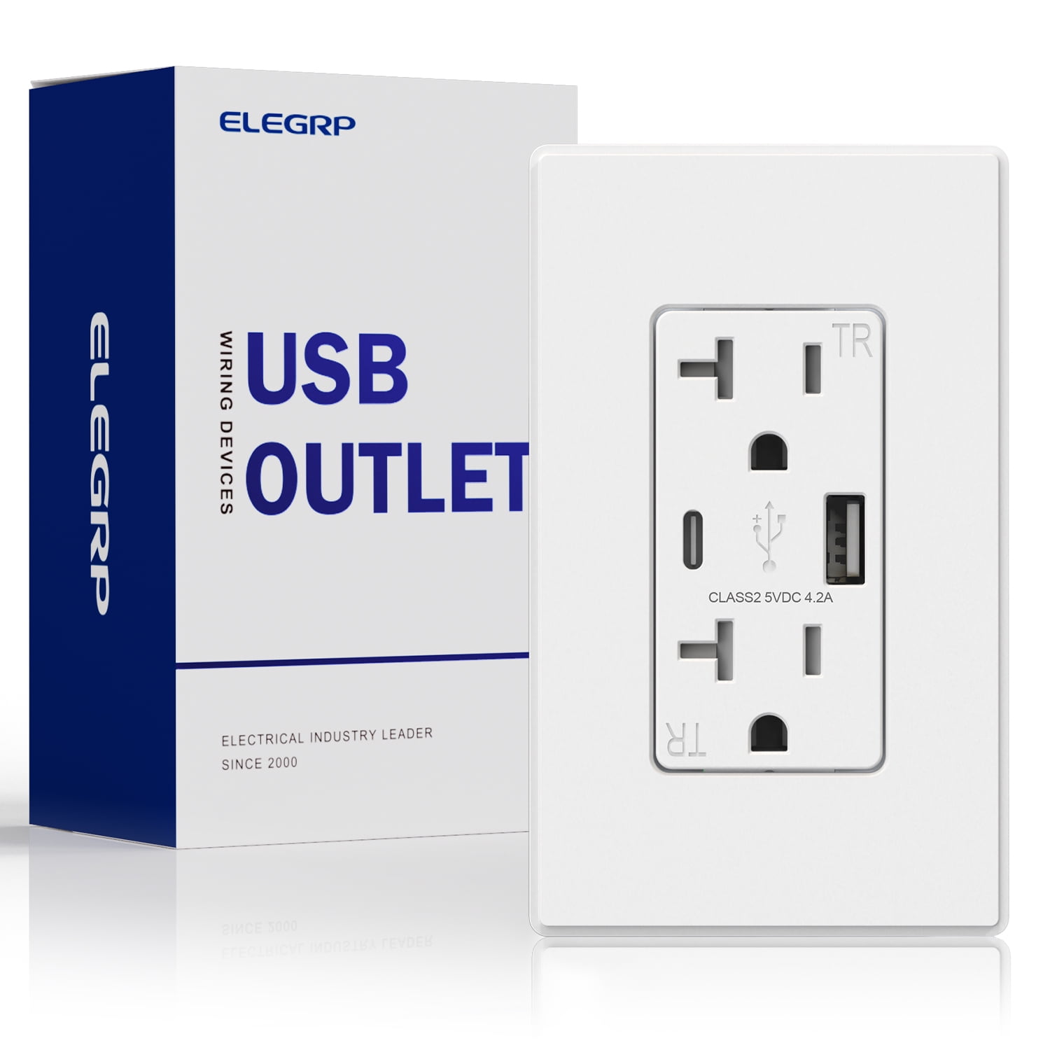 ELEGRP USB Wall Outlet,USB Receptacle with Type A & Type C USB Ports