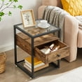 thumbnail image 5 of VECELO 3-piece Bedroom Set, Twin Bed Frame with Headboard, Nightstand Set of 2 with 1-Drawer, Open Storage Shelf, Brown, 5 of 8