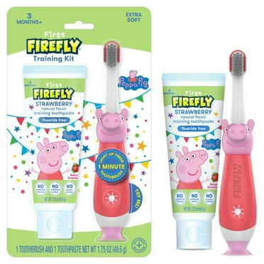 Firefly Brand with Peppa Pig Licensed Oral Care Training Kit, Light Up Kids Toothbrush , Natural Toothpaste