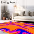 thumbnail image 2 of ODIKA 3'x5' Machine Washable Non-Slip Area Rug, Abstract Sunburst Waves with Modern Art Influence High Traffic Rug with Pad, Orange, 527319, 2 of 8