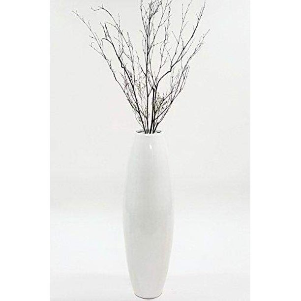 47 in. Bamboo Cylinder Floor Vase & Branches Lacquer White Walmart