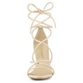 thumbnail image 2 of BLISSFUL STEP Valentine's Women's Shoes Open Toe Lace Up Block Heel Strappy Heels Beige 7, 2 of 8