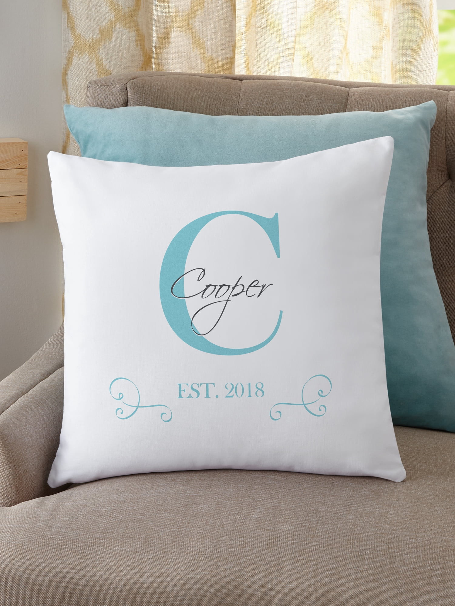 replacement patio cushions walmart on Personalized Family Initial And Name Throw Pillow Teal Walmart Com Walmart Com