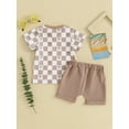 thumbnail image 4 of vera natura Baby Boys Shorts Set, Short Sleeve Plaid Tree Print T-shirt with Elastic Waist Shorts Summer Outfit, 4 of 9