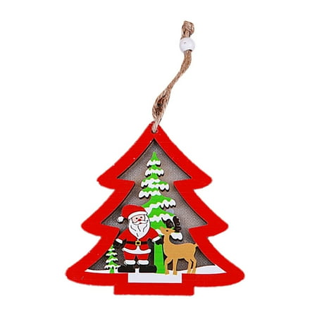 

Heiheiup Creative Hollow Luminous Wooden Christmas Ornament Car Small Pendant Tree Home Decor Chicken Light Shape Ornament