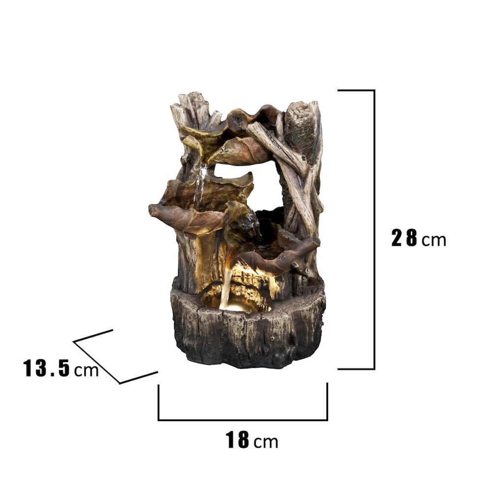 Hi-Line Gift Ltd. Tree Trunk Fountain W/3 Leaves & LED