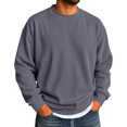 thumbnail image 2 of Fleece Lined Crewneck Sweatshirt for Men Winter Warm Pullover Sweatshirt Solid Color Casual Fleece Top Gray 3XL, 2 of 5
