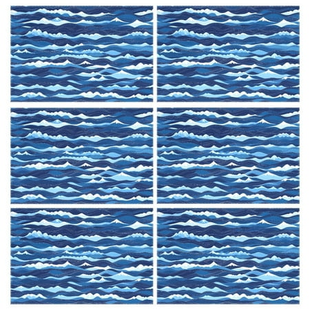 

Blue Ocean Waves 6-Piece 12x18in Durable Place Mats Heat-Proof and Non-Slip
