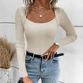 thumbnail image 4 of Duoif Sweaters for Women Trendy Women's Sexy Slim Solid Color Square Neck Knitting Sweater in Autumn and Winter Women's Sweaters Womens Tops C S, 4 of 5