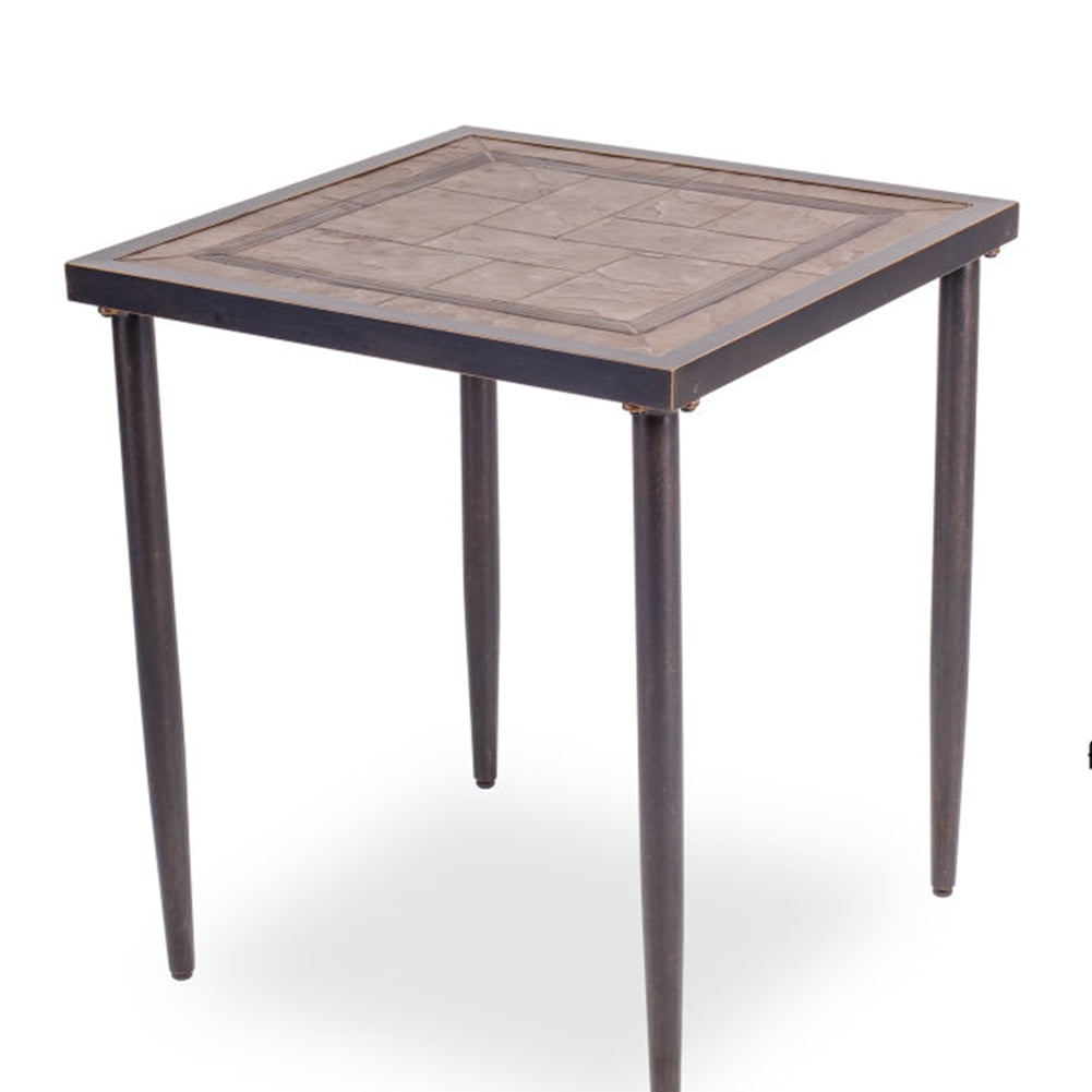 Kepooman 24" Indoor Metal Square Coffee Table for Living Room, Brown