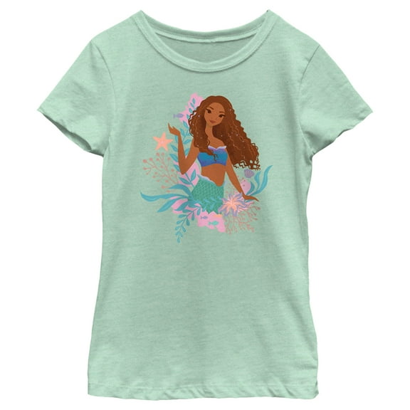 Girl's The Little Mermaid Ariel Wave  Graphic Tee Mint X Small