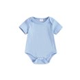 thumbnail image 3 of Infant Baby Summer Romper Solid Color Ribbed Short Sleeve Round Neck Bodysuit for Toddler Boys Girls, 3 of 10