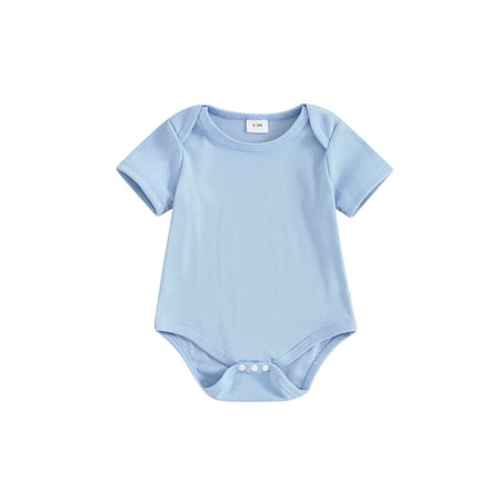 

Niceyoeuk Infant Baby Summer Romper Solid Ribbed Short Sleeve Bodysuit