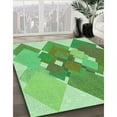 thumbnail image 3 of Ahgly Company Machine Washable Indoor Round Transitional Dark Lime Green Area Rugs, 4' Round, 3 of 7