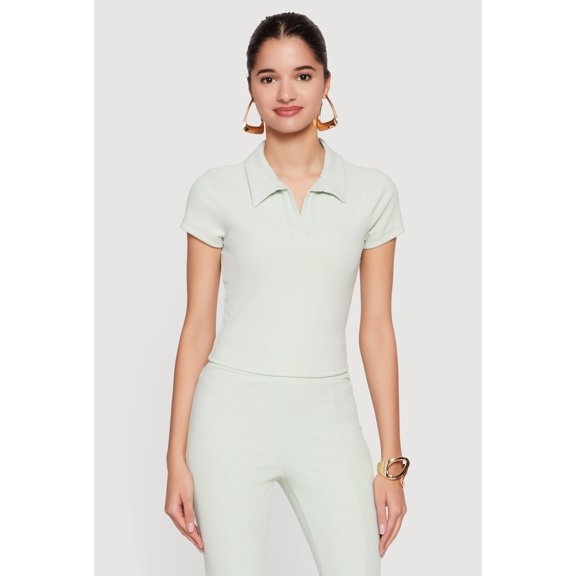 Women's Brushed Knit Short Sleeve Polo Top