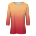 thumbnail image 3 of yunLCZ Women Shirts Women's Fashionable Round Neck Casual Floral Print Three Quarter Sleeve T Shirt, 3 of 4