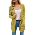 thumbnail image 3 of Womens Cardigan Long Sleeve Button Down V Neck Knit Sweater Outerwear with Pockets Solid Color Casual Loose Fit Fall Winter Women's Sweaters Yellow L, 3 of 4
